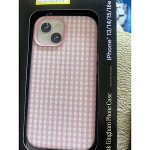 HELLO LUX IPHONE 13 14 15 16e CASE - Pink White Gingham
